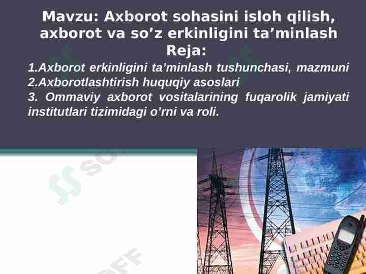 axborot sohasini isloh qilish