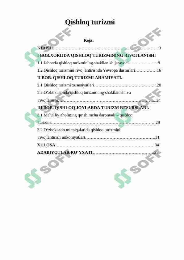 QISHLOQ TURIZMI