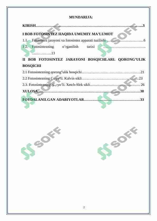 fotosintezning qorong'ulik bosqichi