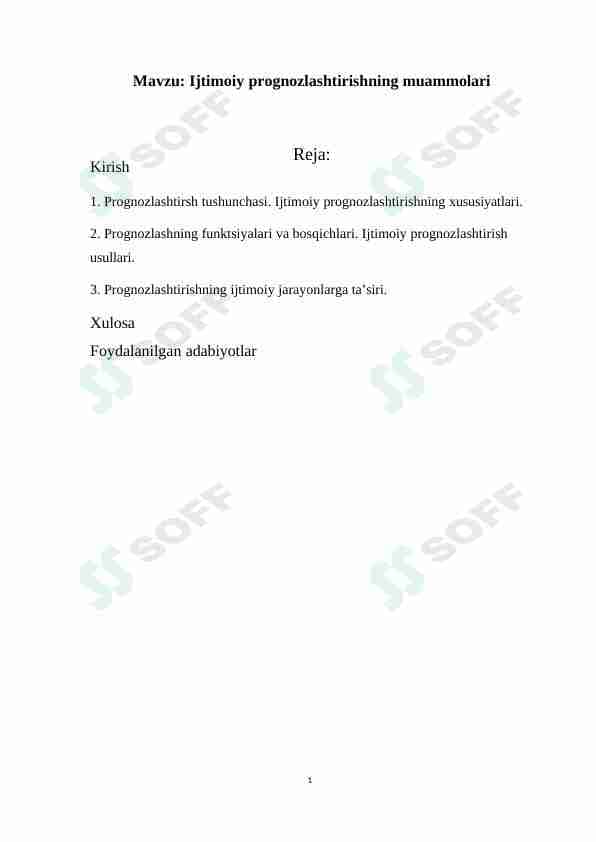 Ijtimoiy prognozlashtirishning muammolari