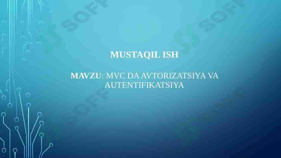 MVC da avtorizatsiya va autentifikatsiya