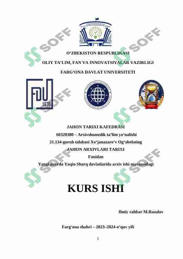 YANGI DAVRDA YAQIN SHARQ ARXIVLARI