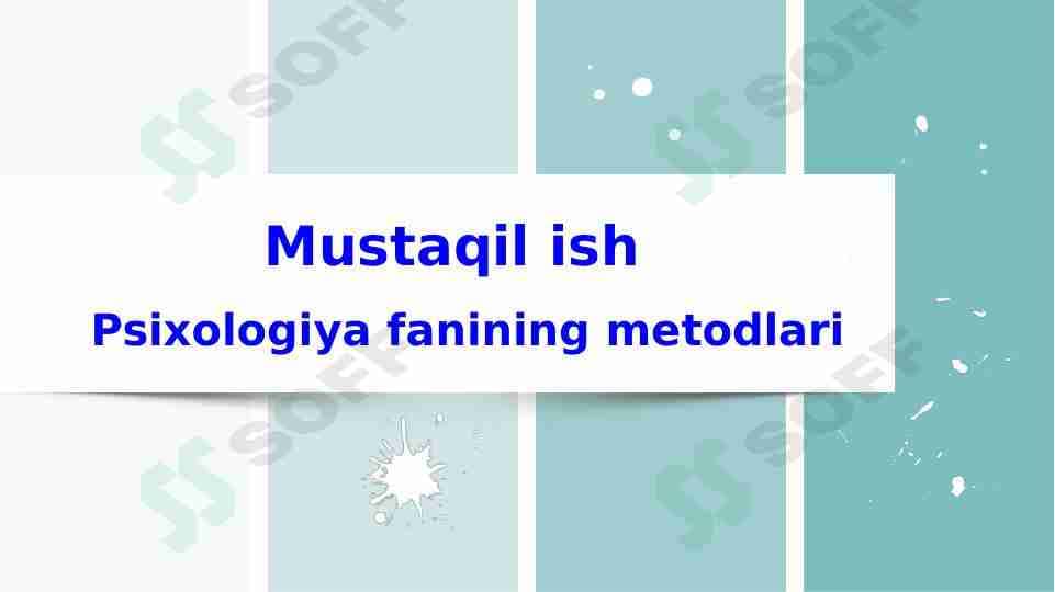 Psixologiya fanining metodlari