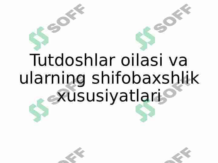 Tutdoshlar oilasi va ularning shifobaxshlik xususiyatlari