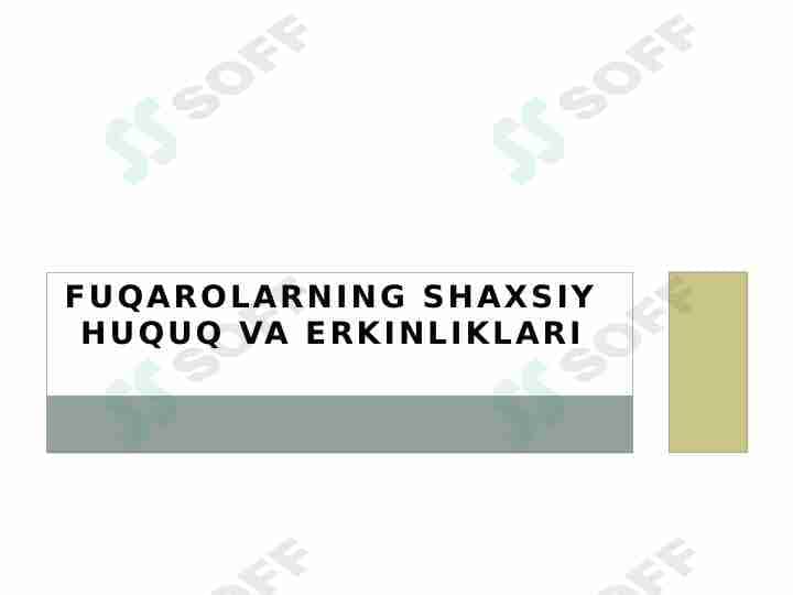 fuqarolarning shaxsiy huquq va erkinliklari