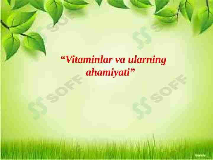 Vitaminlar va ularning ahamiyati
