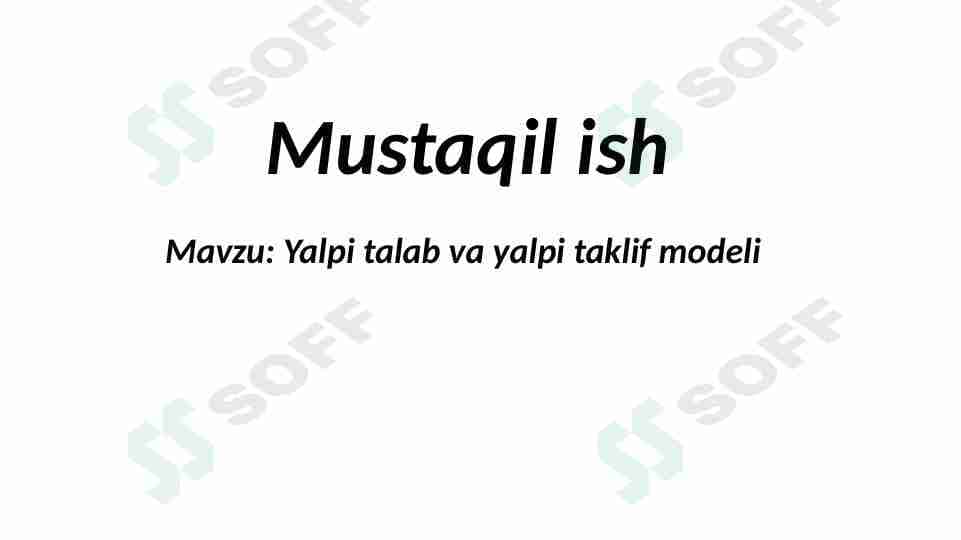 Yalpi talab va yalpi taklif