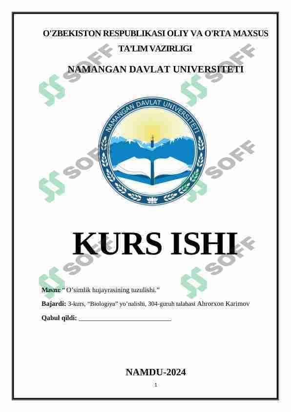 O’simlik hujayrasining tuzulishi