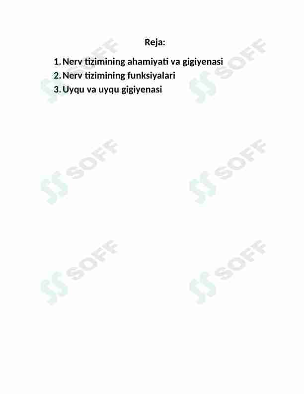 Nerv tizimining ahamiyati va gigiyenasi