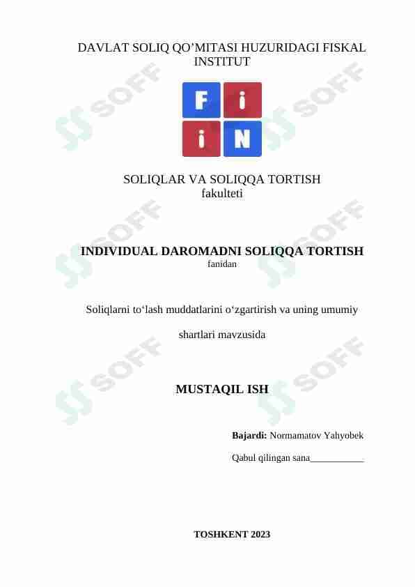 Individual daromadni soliqqa tortish