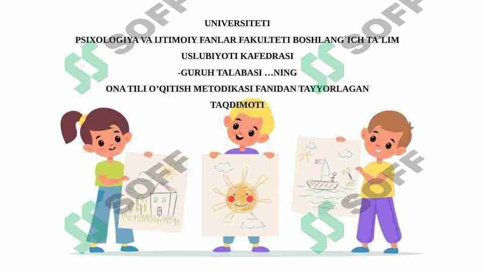 BOSHLANG’ICH SINFLAR DARSLIKLARIDA FE’L SO’Z TURKUMIGA OID MASHQLAR TASNIFI