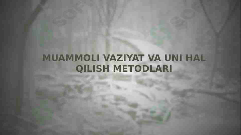 Muammoli vaziyat va uni hal qilish metodlari