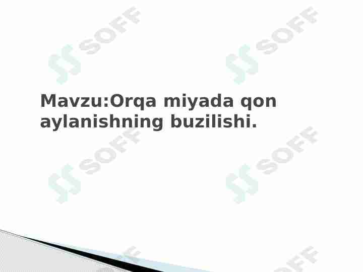 Orqa miyada qon aylanishning buzilishi.