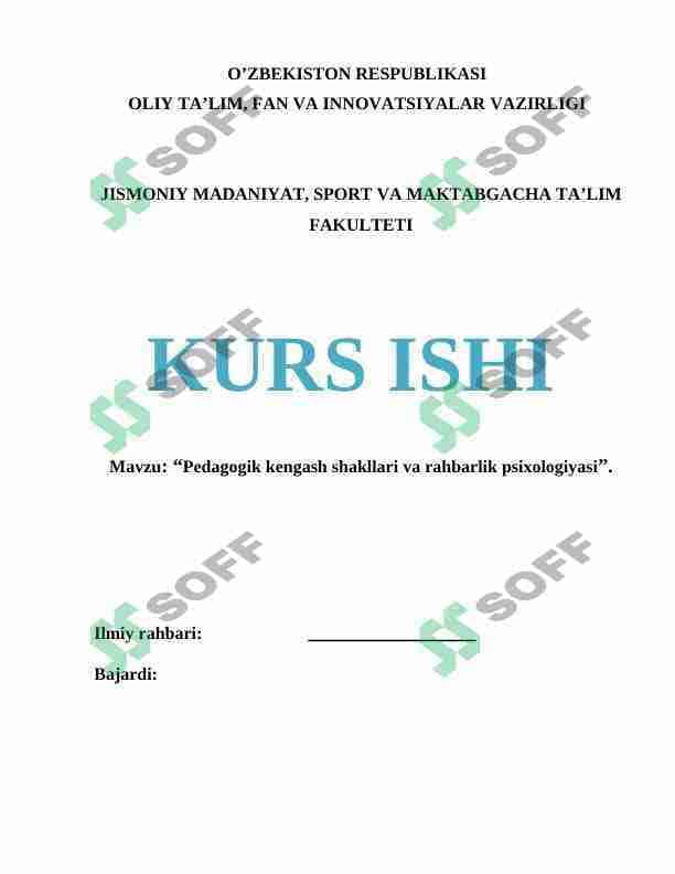 Pedagogik kengash shakllari va rahbarlik psixologiyasi