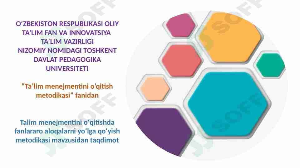 Talim menejmentini oʻqitishda fanlararo aloqalarni yoʻlga qoʻyish metodikasi mavzusidan taqdimot