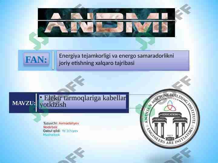 Elektr tarmoqlariga kabellar yotkizish