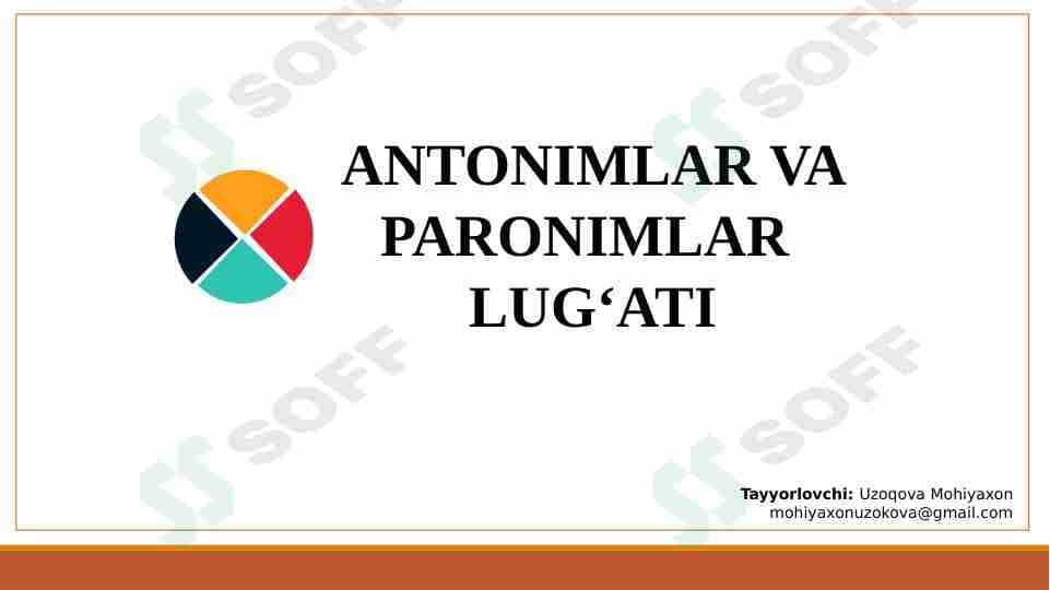 Paronimlar va antonimlar lug'ati