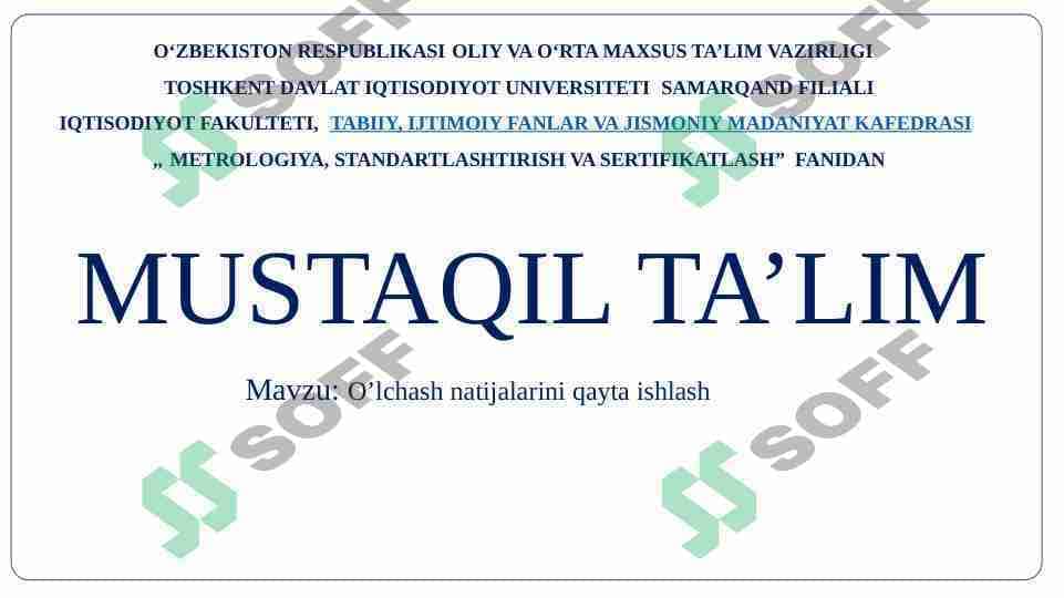 O’lchash natijalarini qayta ishlash