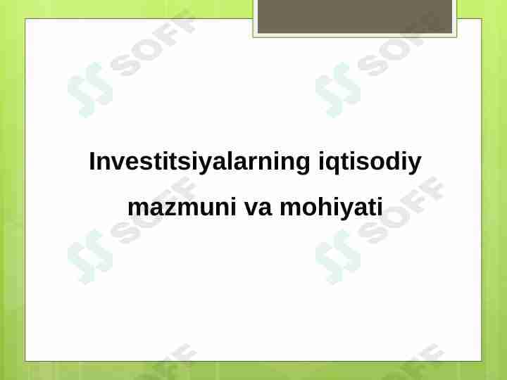 Investitsiya haqida prezentatsiya