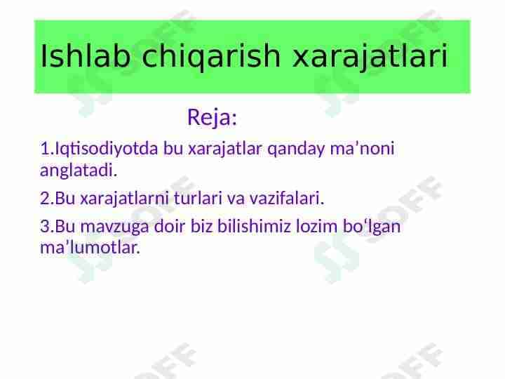 Ishlab chiqarish xarajatlari