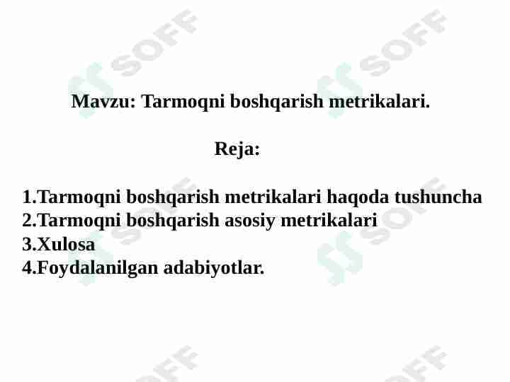 Tarmoqni boshqarish metrikalari