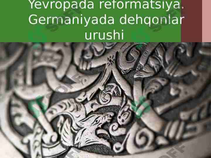 Yevropada reformatsiya. Germaniyada dehqonlar urushi
