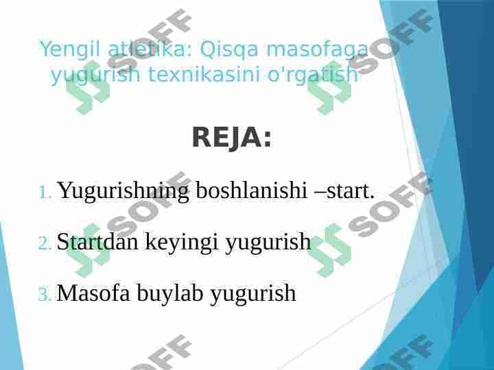 Yengil atletika: Qisqa masofaga yugurish texnikasini o'rgatish