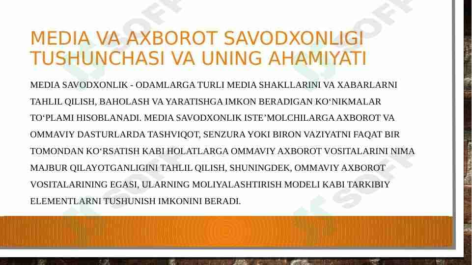 Media va axborot savodxonligi tushunchasi va uning ahamiyati