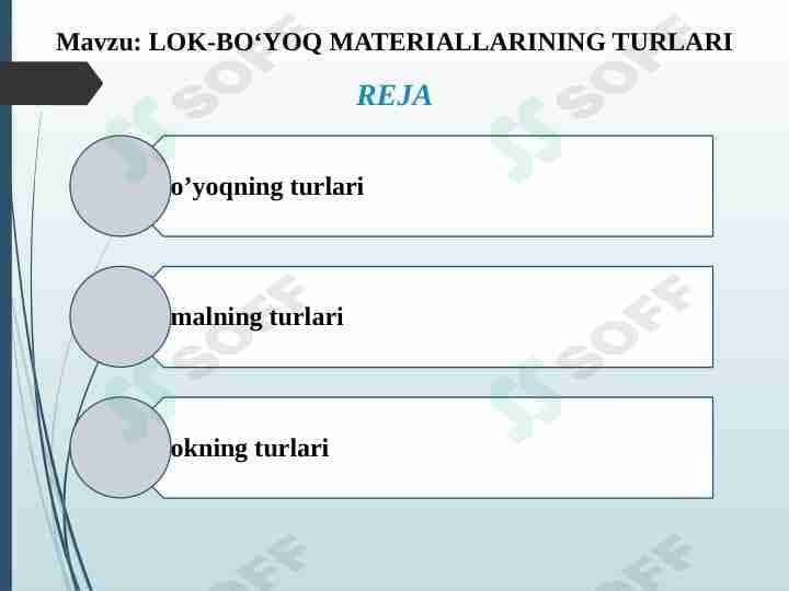 LOK-BO‘YOQ MATERIALLARINING TURLARI