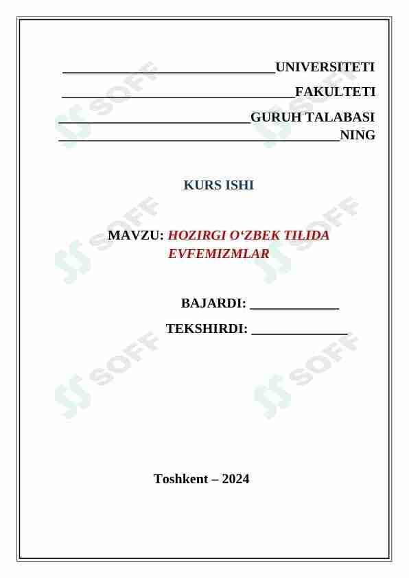 Hozirgi o'zbek tilida evfemizmlar