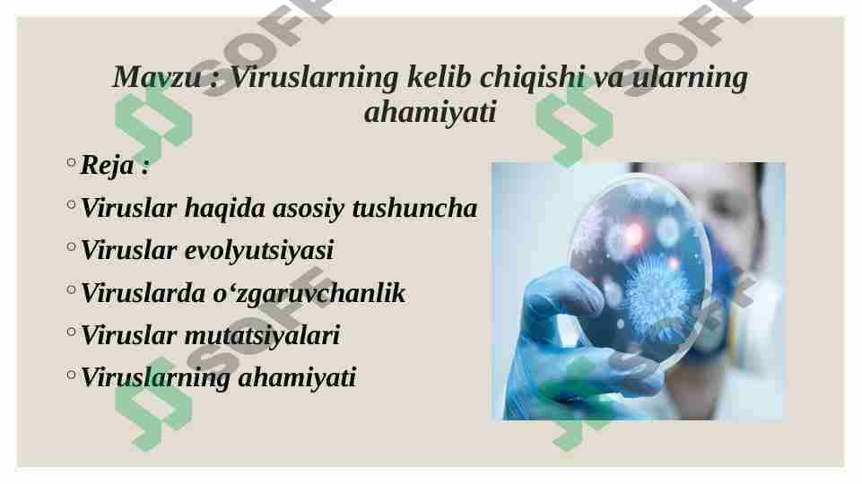 Viruslarning kelib chiqishi va ularning ahamiyati