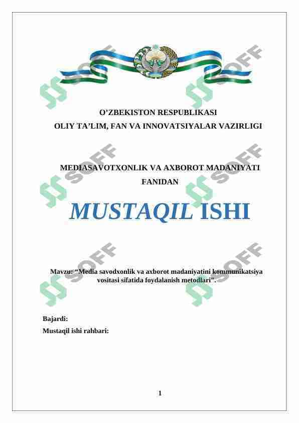Media savodxonlik va axborot madaniyatini kommunikatsiya vositasi sifatida foydalanish metodlari