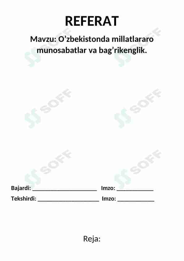 O'zbekistonda millatlararo munosabatlar