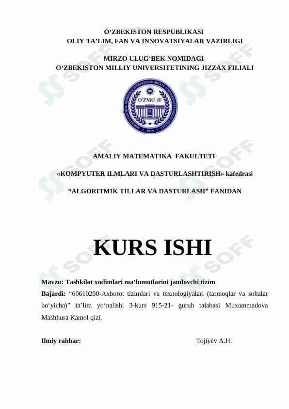 Tashkilot xodimlari ma’lumotlarini jamlovchi tizim.