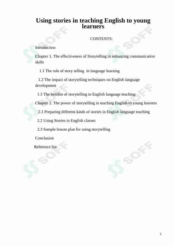 Using stories in teaching English to young learners