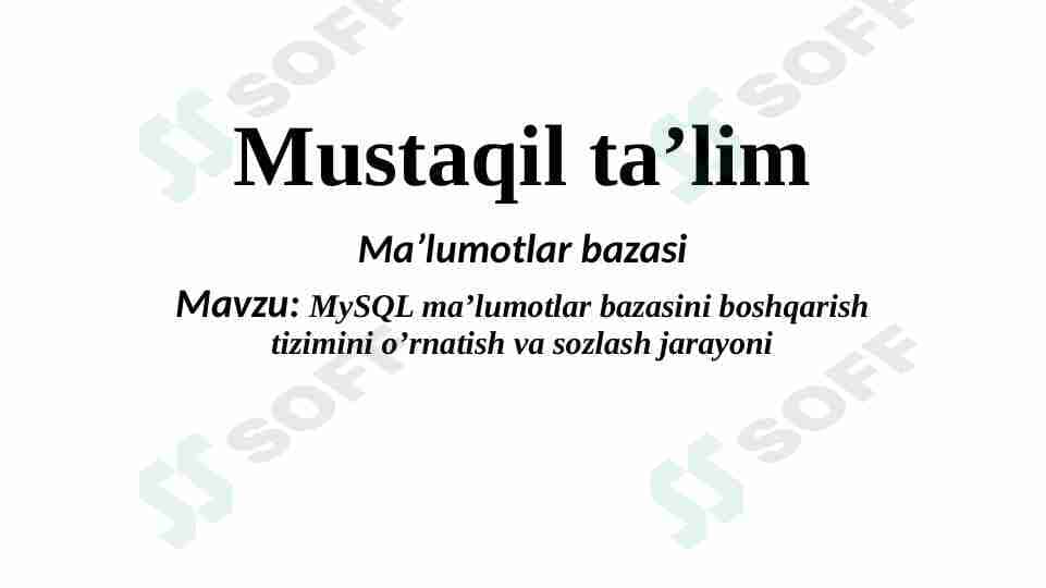 MySQL ma’lumotlar bazasini boshqarish