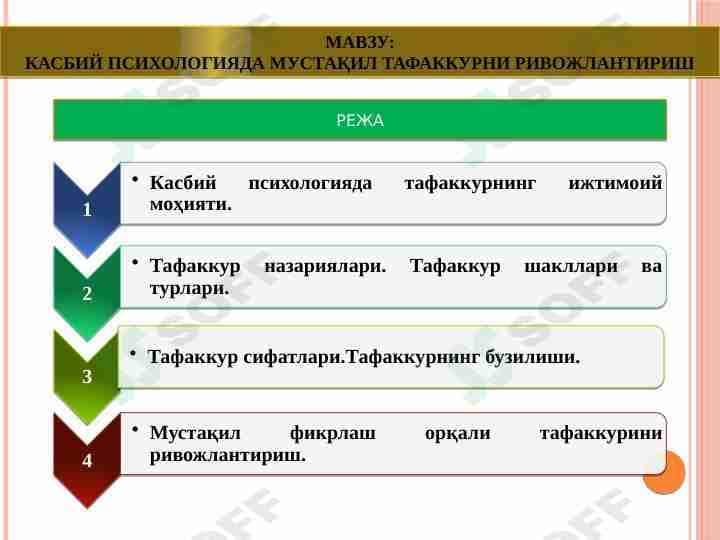 KASBIY PSIXOLOGIYADA MUSTAQIL TAFAKKURNI RIVOJLANTIRISH