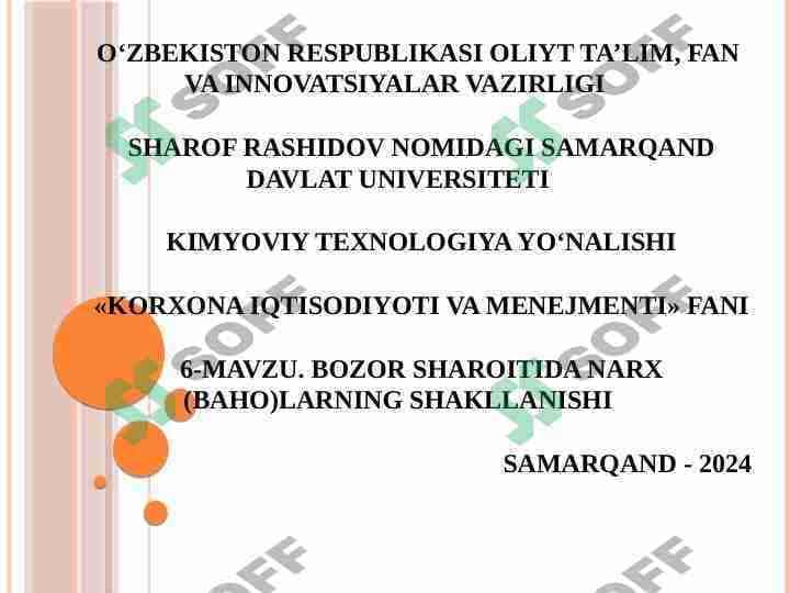 BOZOR SHAROITIDA NARX (BAHO)LARNING SHAKLLANISHI