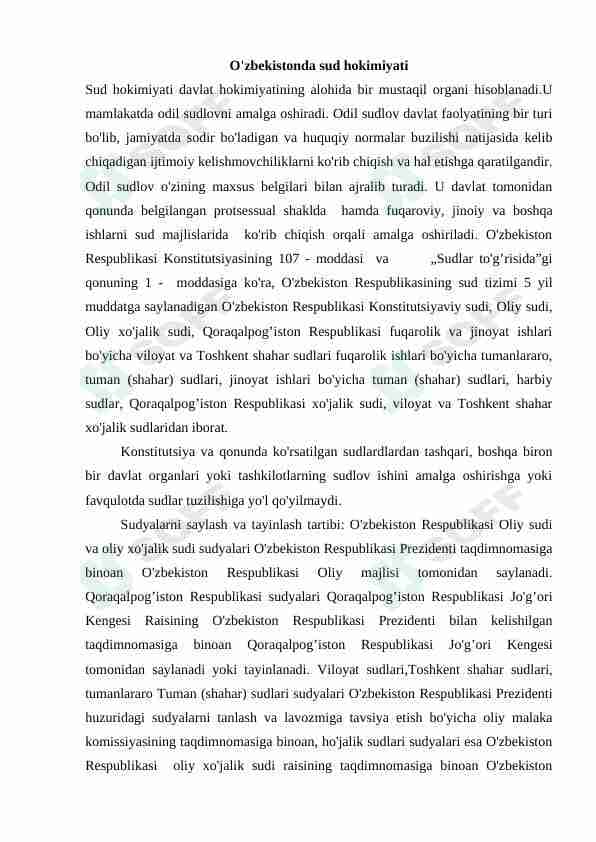 O'zbekistonda sud hokimiyati