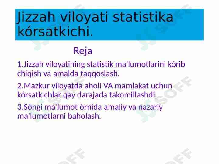 Jizzah viloyati statistikasi
