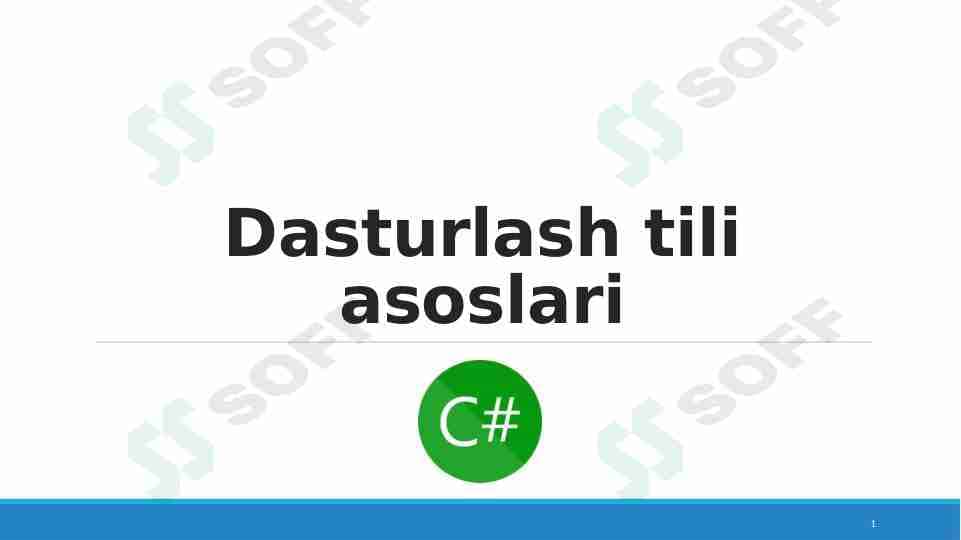 Dasturlash tili asoslari C#
