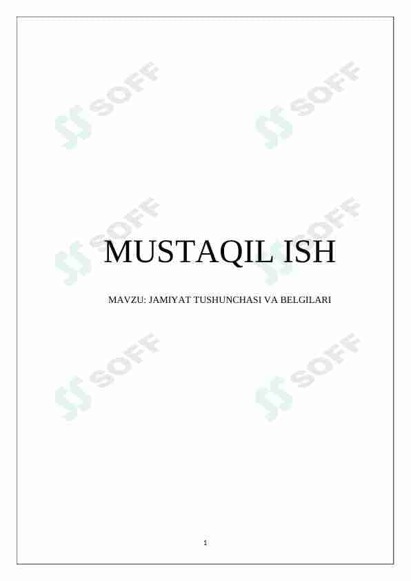 jamiyatning tushunchasi va belgilari