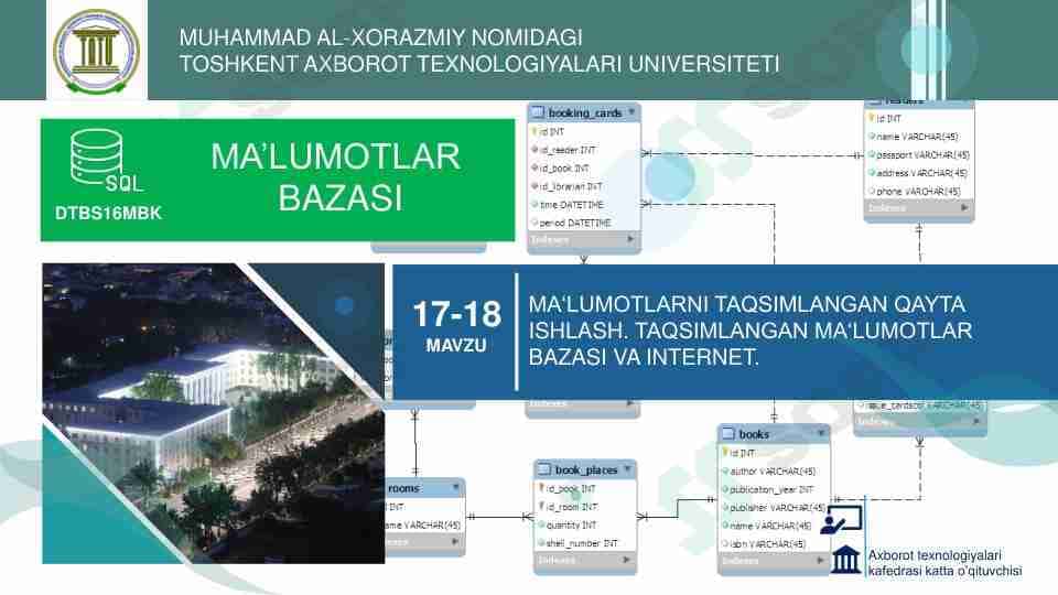 Taqsimlangan ma‘lumotlar bazasi va Internet.