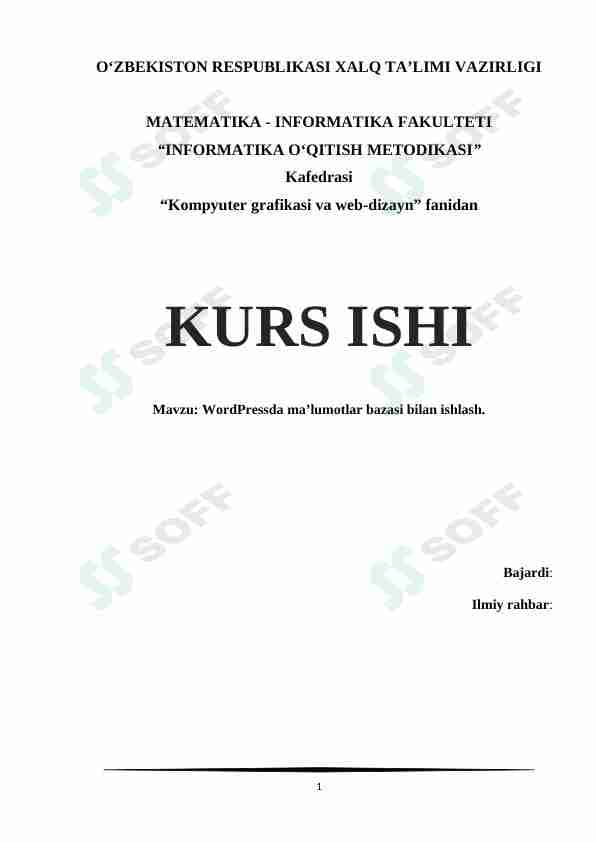 WordPressda ma'lumotlar bazasi bilan ishlash