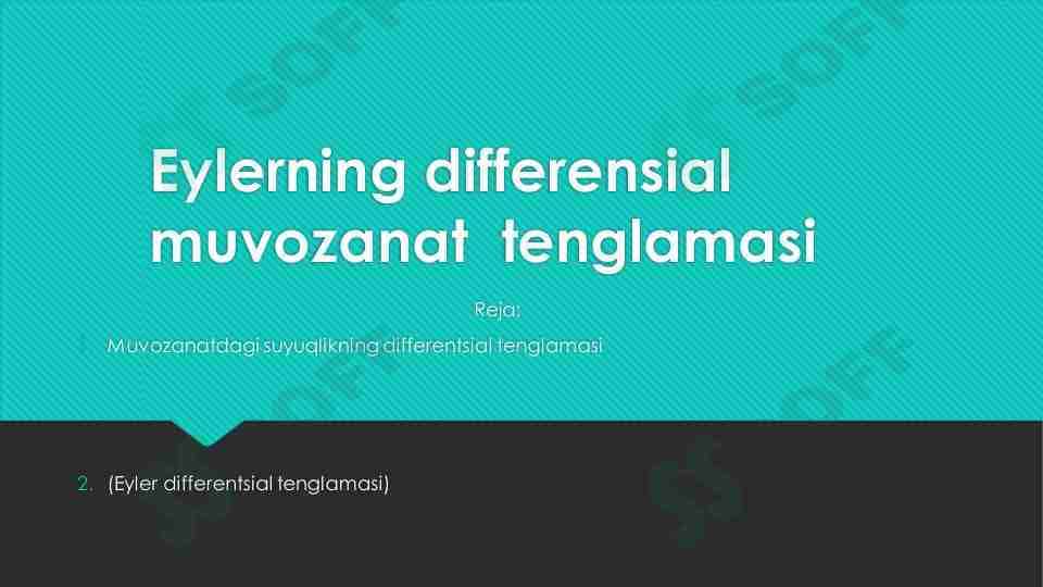 Eylerning differensial tenglamasi