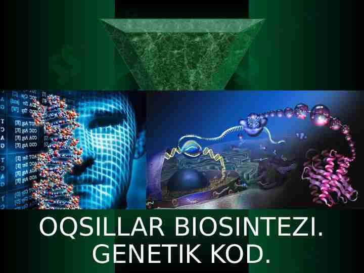 Plastik almashinuv. Oqsillar biosintezi. Genetik kod.