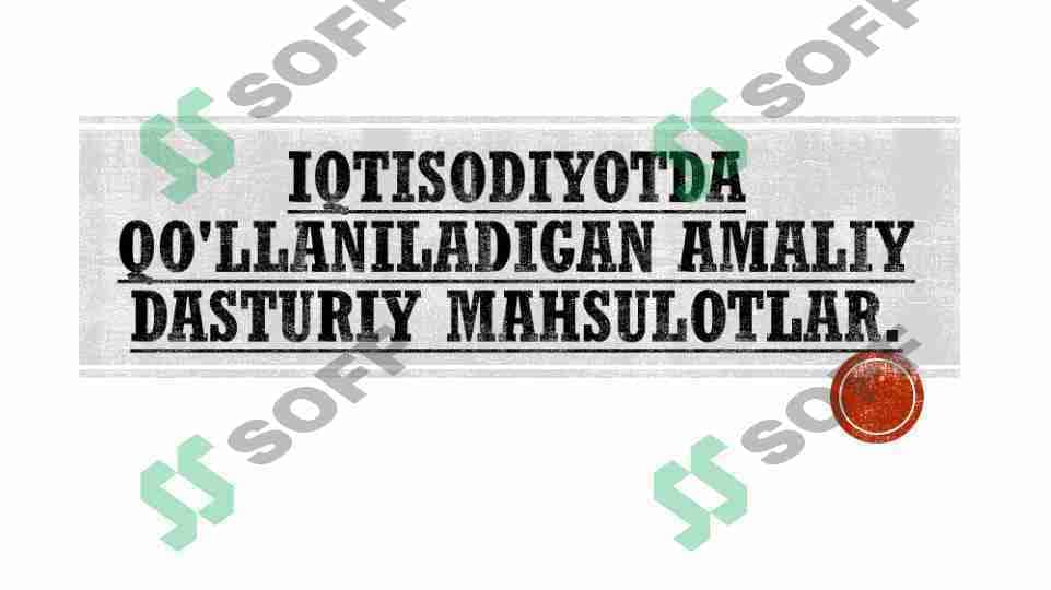 Iqtisodiyotda qo'llaniladigan amaliy dasturiy mahsulotlar.