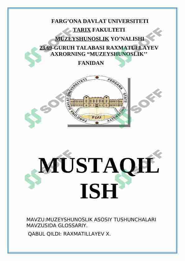 Muzeyshunoslik fani bo'yicha glossariy