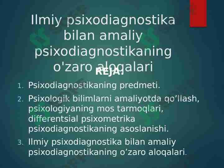Ilmiy psixodiagnostika bilan amaliy psixodiagnostikaning o'zaro aloqalari