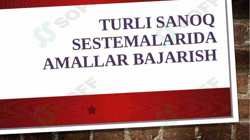 TURLI SANOQ SESTEMALARIDA AMALLAR BAJARISH